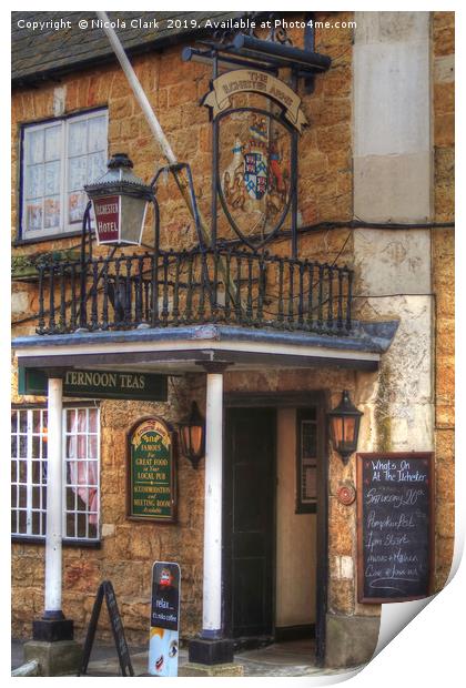 The Ilchester Arms Hotel Print by Nicola Clark