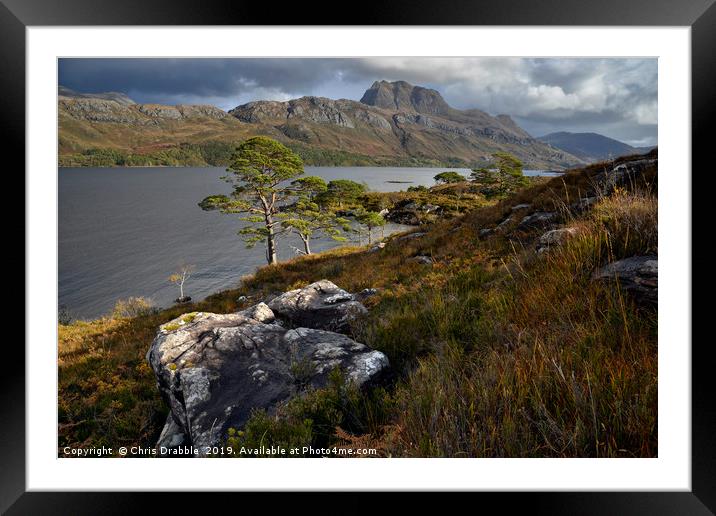 Rain clouds over Slioch and Loch Maree             Framed Mounted Print by Chris Drabble