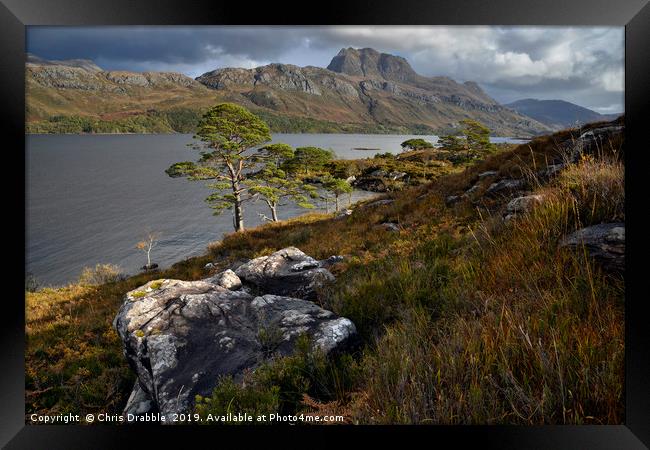 Rain clouds over Slioch and Loch Maree             Framed Print by Chris Drabble