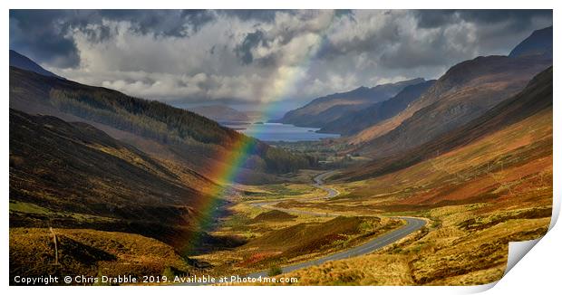 Rainbow over Loch Maree Print by Chris Drabble