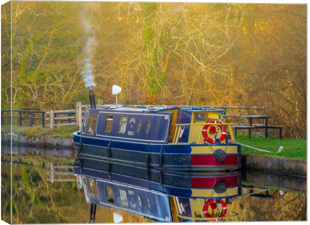 Canal Boat in Winter. Canvas Print by Colin Allen