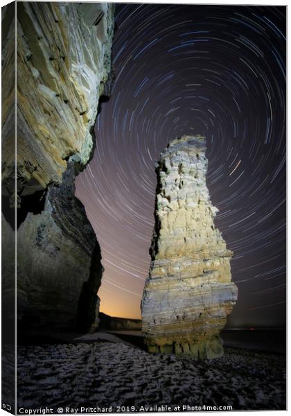Lots Wife Startrail at Marsden Canvas Print by Ray Pritchard