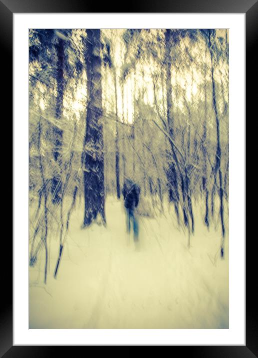 Skier in a winter forest Framed Mounted Print by Larisa Siverina