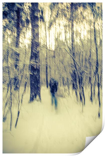 Skier in a winter forest Print by Larisa Siverina