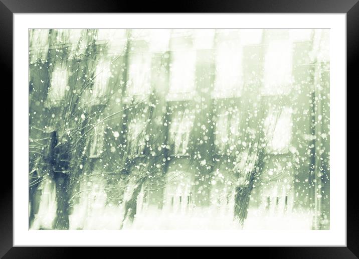 Blizzard in a winter city Framed Mounted Print by Larisa Siverina