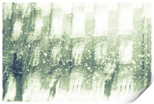 Blizzard in a winter city Print by Larisa Siverina