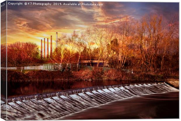 The Weir at Aldwarke, Rotherham, South Yorkshire Canvas Print by K7 Photography