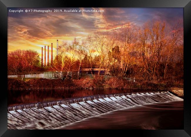 The Weir at Aldwarke, Rotherham, South Yorkshire Framed Print by K7 Photography
