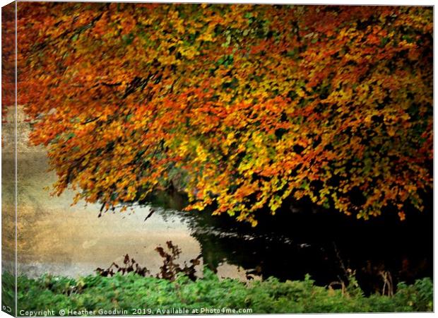 Mother Nature's Riverside - Autumn Canvas Print by Heather Goodwin
