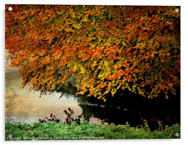 Mother Nature's Riverside - Autumn Acrylic by Heather Goodwin