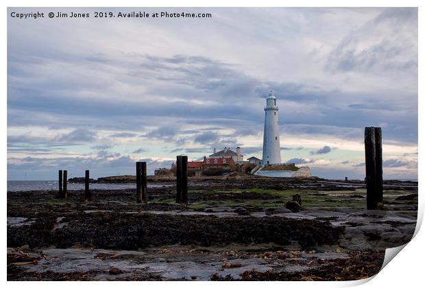 St Mary's Island at low tide. Print by Jim Jones