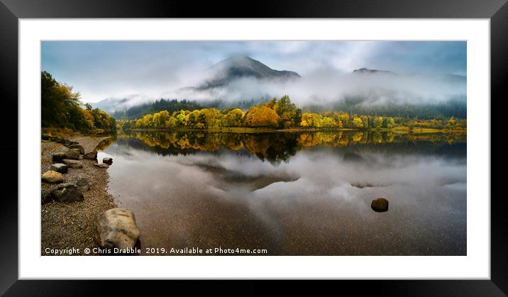 Loch Lubnaig with reflections of Autumn Framed Mounted Print by Chris Drabble