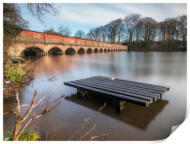 Carr Mill Dam and the 19 Arch Bridge  Print by Andrew George