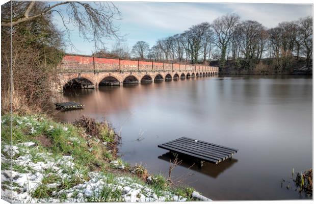 Carr Mill Dam and the 19 Arch Bridge   Canvas Print by Andrew George
