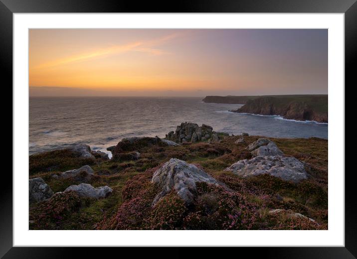 Pendower Cove Sunset Framed Mounted Print by CHRIS BARNARD