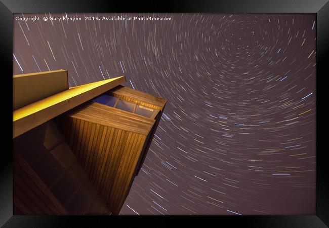 Star Trails Up At Fleetwood Framed Print by Gary Kenyon