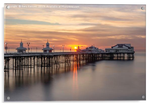 Sunset on the beach at Blackpool's North Pier Acrylic by Gary Kenyon