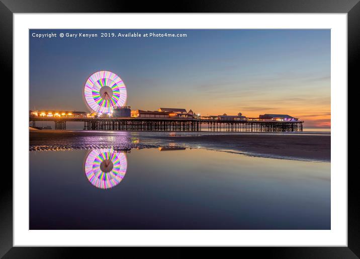 Last Light on the beach at Central Pier, Blackpool Framed Mounted Print by Gary Kenyon