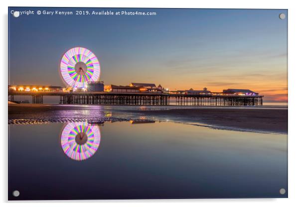 Last Light on the beach at Central Pier, Blackpool Acrylic by Gary Kenyon