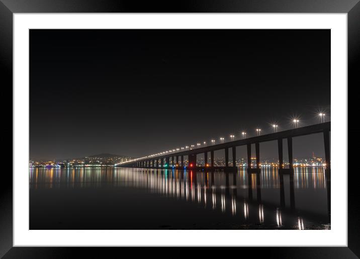Tay Road Bridge at Night from Tayport Framed Mounted Print by Callum Laird