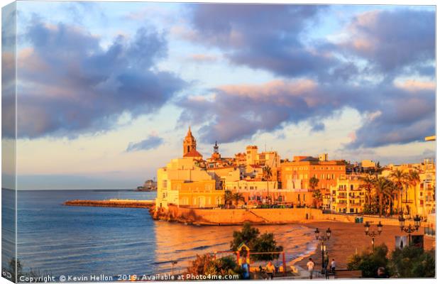 View of Sitges, Spain  Canvas Print by Kevin Hellon