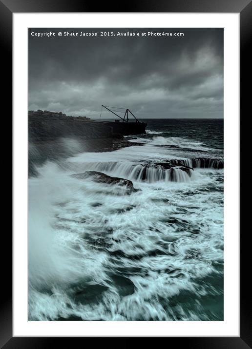Rough seas in Portland, Dorset  Framed Mounted Print by Shaun Jacobs