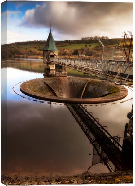 The overflow at Pontsticill reservoir Canvas Print by Leighton Collins