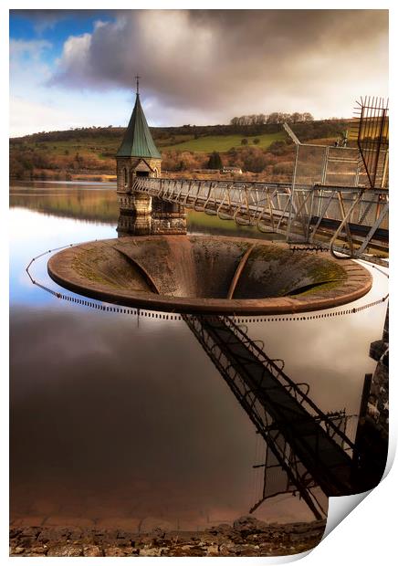 The overflow at Pontsticill reservoir Print by Leighton Collins