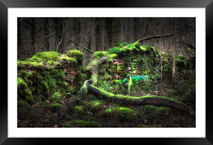 Old moss covered wall Framed Mounted Print by Leighton Collins