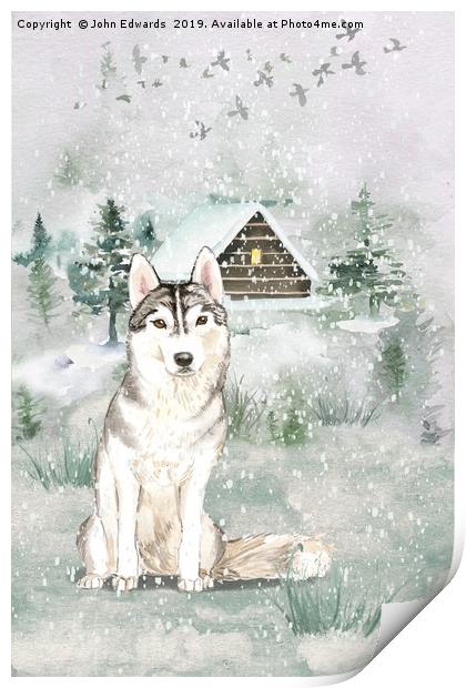 A Winters Tail Print by John Edwards