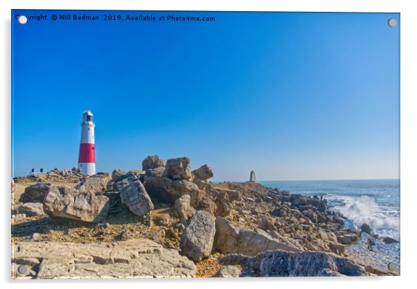 Portland Bill Lighthouse Dorset Acrylic by Will Badman