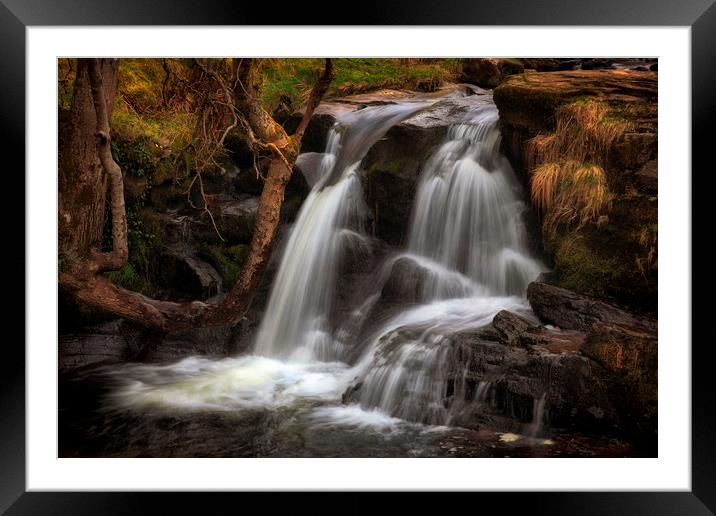Cascading water at Blaen y Glyn  Framed Mounted Print by Leighton Collins