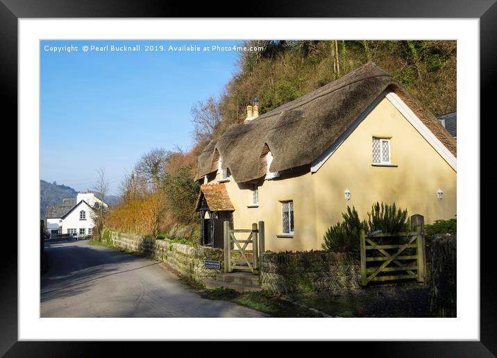 Thatched Cottage in Lee Village North Devon Framed Mounted Print by Pearl Bucknall