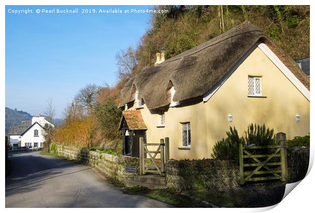 Thatched Cottage in Lee Village North Devon Print by Pearl Bucknall