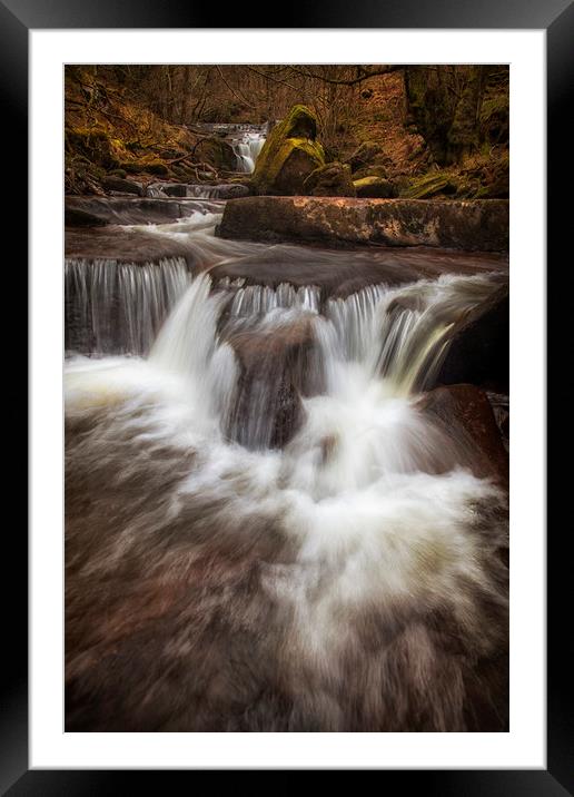 The waterfalls of Blaen y Glyn  Framed Mounted Print by Leighton Collins