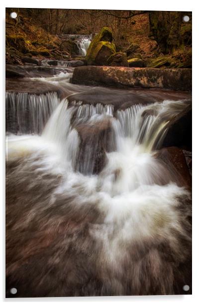 The waterfalls of Blaen y Glyn  Acrylic by Leighton Collins