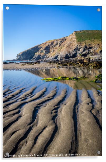 Sand ripples at Tregardock Beach Acrylic by KB Photo