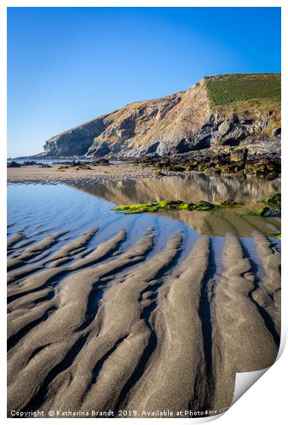 Sand ripples at Tregardock Beach Print by KB Photo