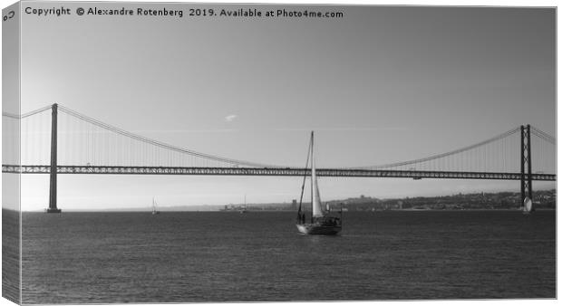 Sailboat on Tagus River, Lisbon Canvas Print by Alexandre Rotenberg