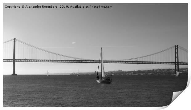 Sailboat on Tagus River, Lisbon Print by Alexandre Rotenberg