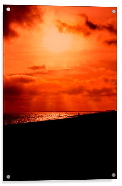 Hythe Sunset Acrylic by David Hare