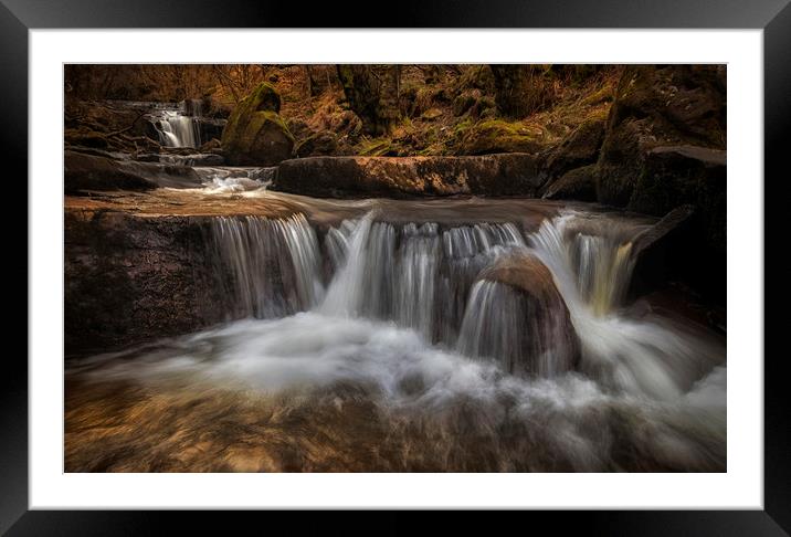 Valley of waterfalls at Blaen y Glyn  Framed Mounted Print by Leighton Collins