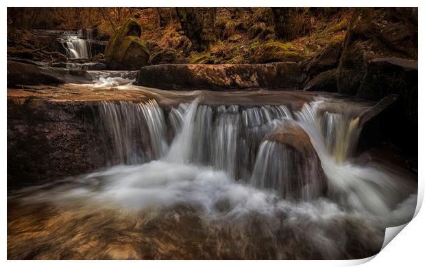 Valley of waterfalls at Blaen y Glyn  Print by Leighton Collins