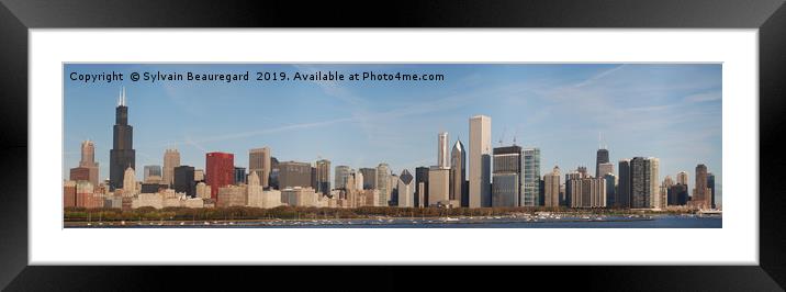 Chicago skyline, panorama 4:1 Framed Mounted Print by Sylvain Beauregard