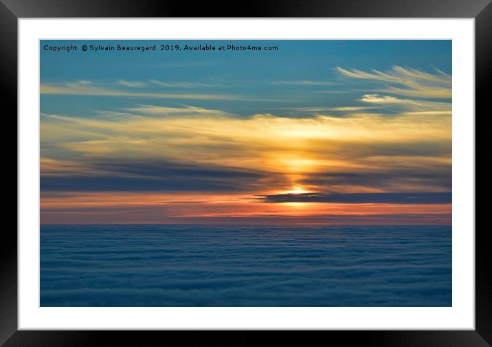 Midnight sun, full sea fog Framed Mounted Print by Sylvain Beauregard