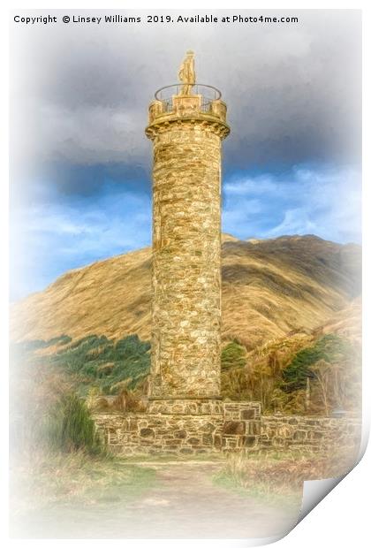 Glenfinnan Memorial, Scotland Print by Linsey Williams