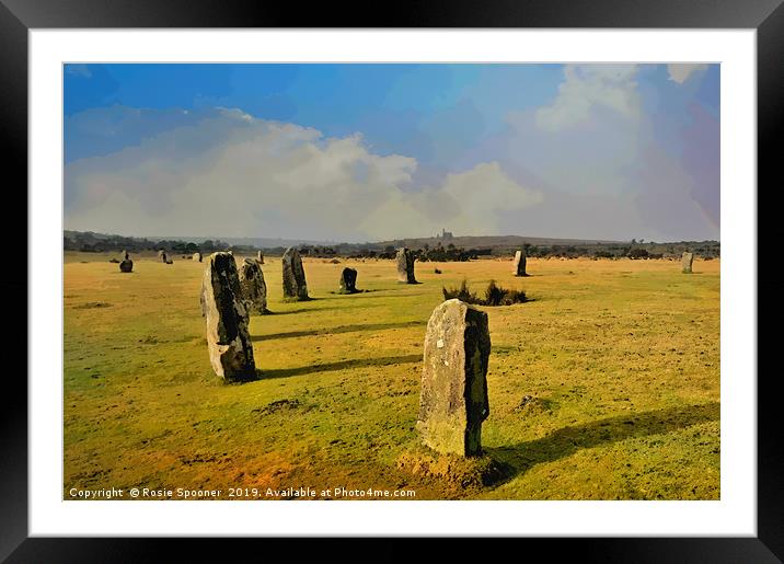 The Hurlers on Bodmin Moor near to Minions Framed Mounted Print by Rosie Spooner