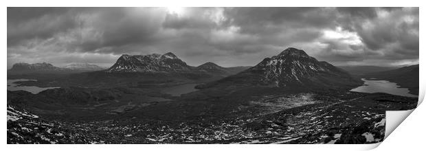 Assynt and Coigach Mountain Panorama Print by Derek Beattie