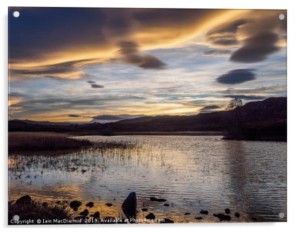 Lochan na Bà Ruaidhe Sunset Acrylic by Iain MacDiarmid