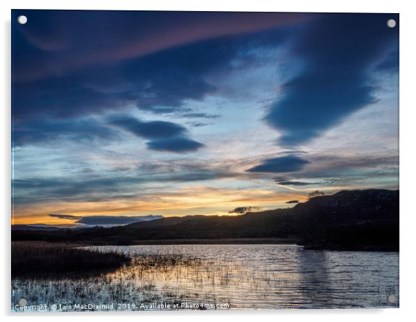 Lochan na Bà Ruaidhe Sunset (2) Acrylic by Iain MacDiarmid
